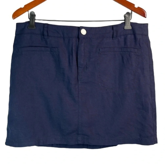REITMANS Linen Blend Skort Navy Blue Athleisure Tennis Golf Coastal Summer 14 - Picture 2 of 11